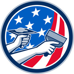 Sticker - American Drywall Repair Service Flag Circle Retro