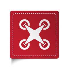 Wall Mural - flat drone quadcopter icon on red sticker
