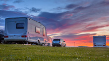 Caravans And Cars  Sunset
