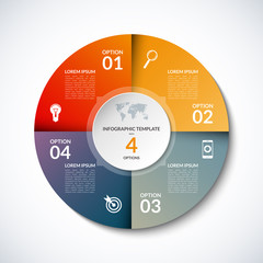 Vector infographic circle template with 4 steps, parts, options