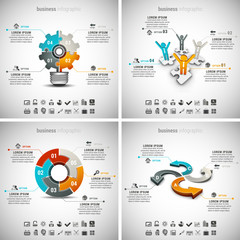 Wall Mural - 4 in 1  Infographics Bundle