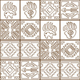 Navajo seamless colorful tribal pattern. Line vector art Stock Vector