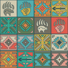 Wall Mural - Navajo seamless colorful tribal pattern