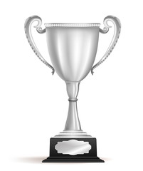 silver trophy cup award on white. vector