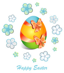 Happy Easter. Greeting card with image of easter egg, multicolor