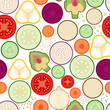  Seamless pattern with cross-sections of different vegetables