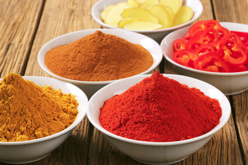 Sticker - Curry powder, paprika,  ground cinnamon, sliced ginger root and