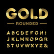 Golden rounded font. Vector alphabet with gold effect letters.