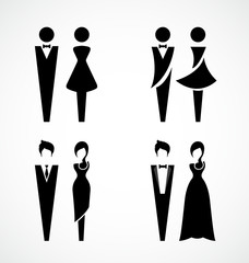 Male and female icon set-Vector Illustration