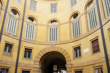 Ferrara, the theater entry hall. Color image