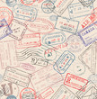 © Pro_Vector - Seamless tiling postage themed pattern with vintage stamps