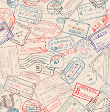 Seamless Tiling Postage Themed Pattern With Vintage Stamps