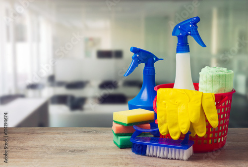 Fotografie, Obraz Office cleaning service concept with supplies