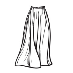 Stylish skirt model hand drawn vector illustration.