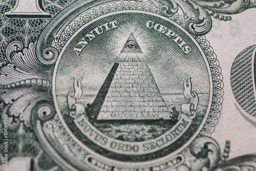 All Seeing Eye Truncated Pyramid Closeup Money Background One