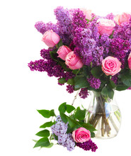 Lilac Flowers With Roses