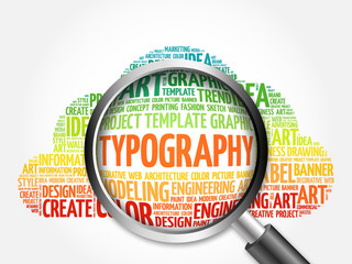 Wall Mural - TYPOGRAPHY word cloud with magnifying glass, business concept