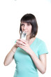 © AnatoliiLahutkin - Healthy eating. A girl holding a glass of water, isolated on a white background