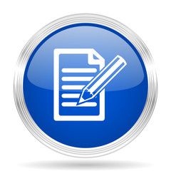 Fototapete - subscribe blue silver metallic metallic chrome web circle glossy icon