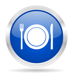 Poster - restaurant blue silver metallic metallic chrome web circle glossy icon