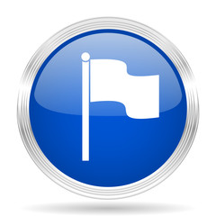 Aufkleber - flag blue silver metallic metallic chrome web circle glossy icon