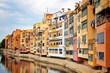 Picturesque buildings along the river in Girona, Catalonia