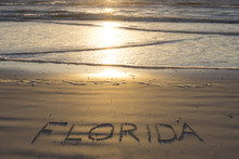 Florida Written On Sandy Beach