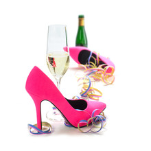 Women's Day Party, Ladies Pink High Heels Shoes, Streamers, Cham
