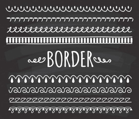 Poster - Set of Hand drawn border doodle on chalkboard