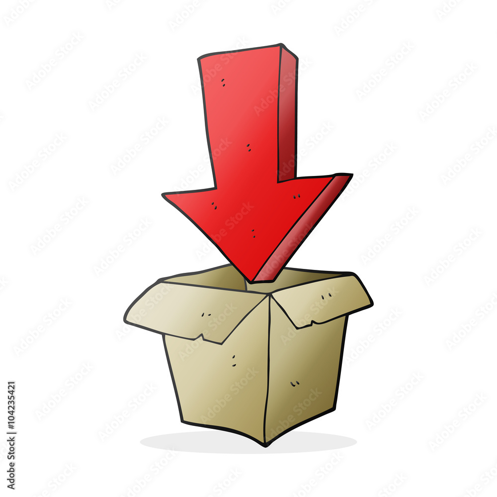 cartoon empty box with arrow
