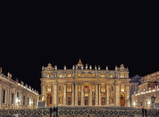 Night view of church in Vatican