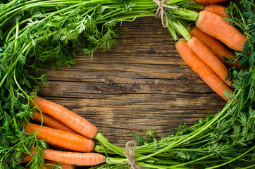 Sticker - Fresh carrots on wooden table