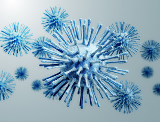 Wall Mural - Illustration of Influenza Virus cells