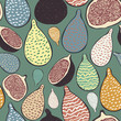 Seamless pattern with figs and fancy art elements.