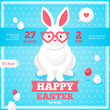 Flat Happy Easter Banner with Rabbit