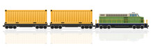 Railway Train With Locomotive And Wagons Vector Illustration