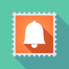 Sticker - Long shadow mail stamp icon with a bell