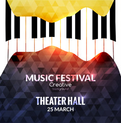 Wall Mural - Music festival poster background. Jazz piano music cafe promotional poster