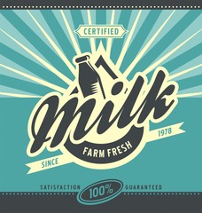 Retro farm fresh milk ad concept