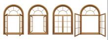 Collection Of Isolated Wooden Arched Windows
