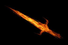 Fire Flame Sword Isolated On Black