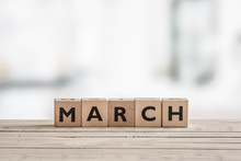 Wooden Cubes With The Word March