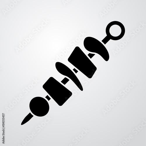 Fotografía Icono plano brocheta sobre fondo degradado
