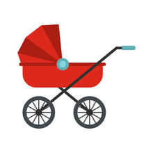 Red Baby Carriage Icon
