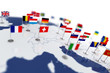 Leinwandbild Motiv Europe map with countries flags