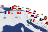 Fototapeta  - Europe map with countries flags