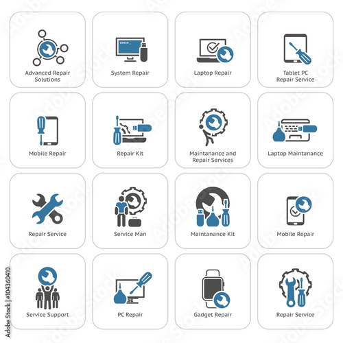 Fotografía Repair Service and Maintenance Icons Set.