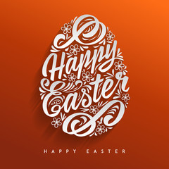 Wall Mural - Happy Easter greeting Card, hand-drawing Lettering