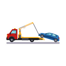 Car And Transportation Towing. Vector Illustration