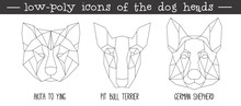 Front View Of Dog Head Triangular Icon Set